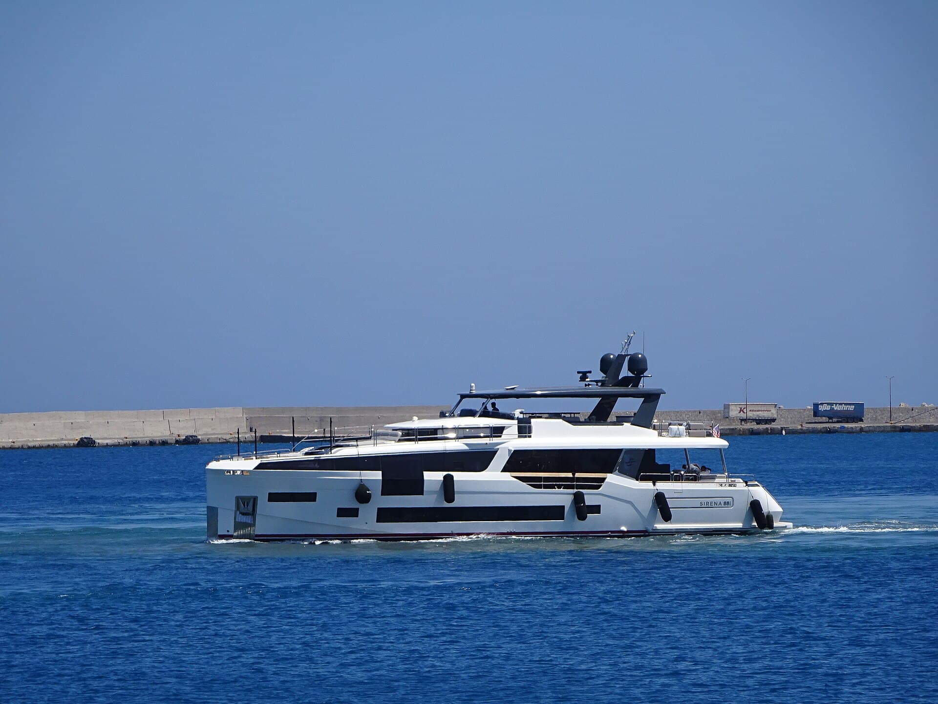 Yacht exterior on the water